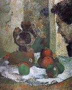 Paul Gauguin There is still life portrait side of the lava oil on canvas